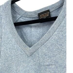 Vintage 80's St. Michael M Sweater 100% Cashmere Blue Knit Luxury Pullover Vneck
